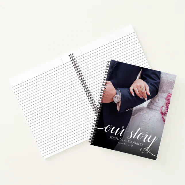 Elegant Our Story Photo Wedding Handwritten Notebook