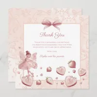 Fairy Girl Strawberry Berry Happy Birthday Thank You Card