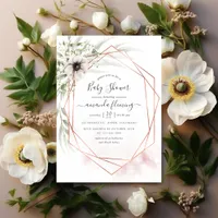 Watercolor Eucalyptus Geometric Baby Shower Invitation