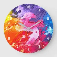 Colorful Modern Abstract Paint Large Clock