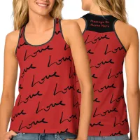 Love Repeating Pattern | Red Valentines Tank Top