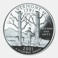 Faux Vermont State Quarter Classic Round Sticker