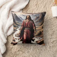 Jesus Walking on Water in a Peaceful Setting Throw Pillow