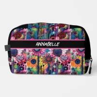 Colorful Doodle Flowers Print Dopp Kit