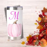 Monogram Initial with Pink Pumpkin |  Insulated Tumbler