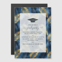 Exotic Tropical Blue and Gold Graduation Party Magnetic Invitation