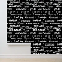 Reading Book Genres Monochrome Typographic Wallpaper