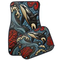 Majestic Whales: Ocean’s Dance Car Floor Mat