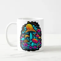 Retro Neon Mushrooms and Flowers  Coffee Mug