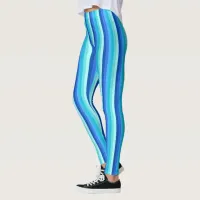Blue Vertical Stripes Leggings