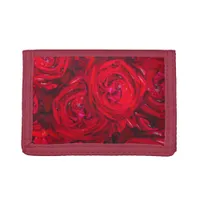 Deep red roses pattern  trifold wallet