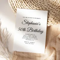 Elegant Script Monogram 50th Birthday Invitation