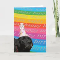 Black Dog Colorful Happy Birthday Text Card