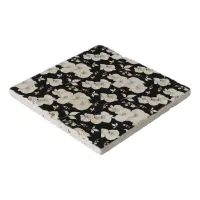 Watercolor White Orchid on Black | Trivet