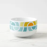 Abstract sun and clouds curved pattern soup mug