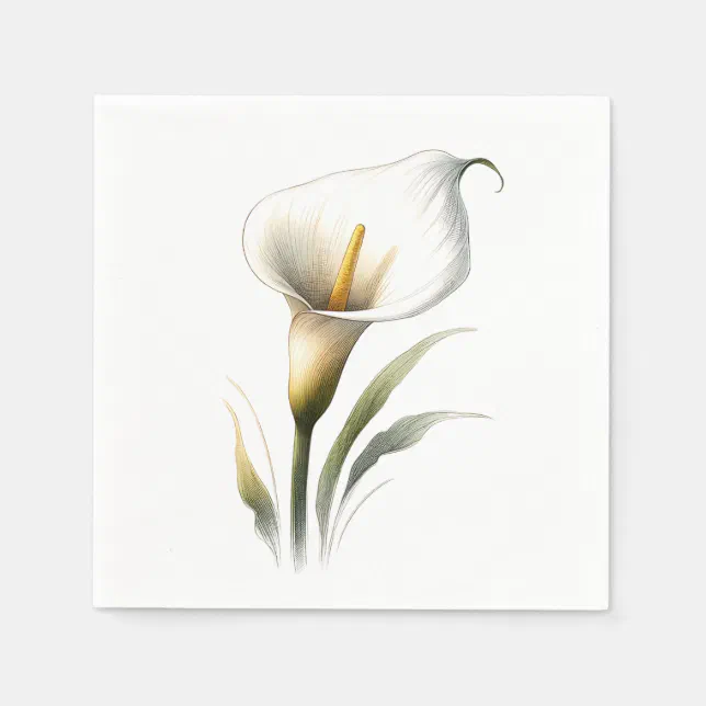 Elegant and Modern Calla Lily Chic Cocktail Napkins