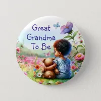Baby Girl and Teddy Bear Baby Shower Grandma To Be Button