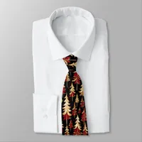 Classy Black, Burgundy and Gold Christmas Tree Neck Tie