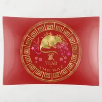 Chinese Zodiac Rat Red/Gold ID542 Trinket Tray