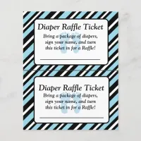 Blue and Black Striped Baby Shower Raffle Ticket Flyer