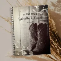 Rustic Cowboy Boots Flowers Western Wedding Notebook