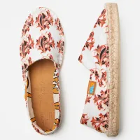 Red Shades with White Floral Pattern Slip-on Espadrilles