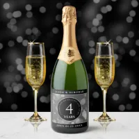 Elegant 4th Linen Wedding Anniversary Celebration Sparkling Wine Label