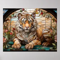 *~*  Golden AP68 TIGER Stained Glass 5:4 Fantasy Poster