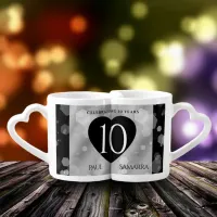 Elegant 10th Tin Wedding Anniversary Celebration Coffee Mug Set