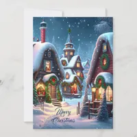 Charming snowy Christmas village  Holiday Card