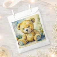 Watercolor Illustration Teddy Bear Baby Shower Favor Bag