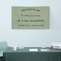 Minimal Sage Green Simple 1st Wedding Anniversary Banner