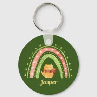 Christmas Cat And Rainbow Personalized Keychain