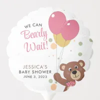 We Can Bearly Wait Cute Cub Pink Baby Shower Party Balloon