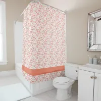 Modern Coral Peach Tropical Floral Pattern Shower Curtain