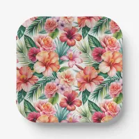 Tropical Flowers in Bloom Paper Plates