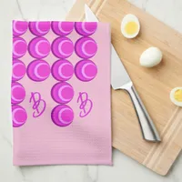 Pink retro pattern in trendy style with monogram kitchen towel