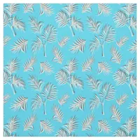 Palm Leaf Blue White Pattern Fabric