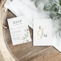 Minimal Eucalyptus Botanical Modern Wedding  RSVP Card