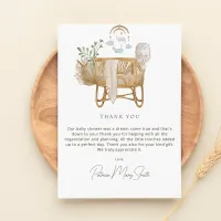 Elegant Rustic Boho Baby Cot Baby Shower Thank You Card