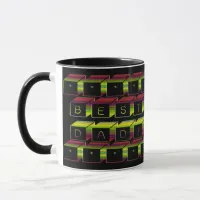 Best Dad Blocks Text Brown & Yellow Mug