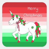 Merry Christmas Festive Unicorn Holidays Square Sticker