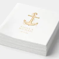 Blue Wave Anchor Wedding ID836 Foil Napkins