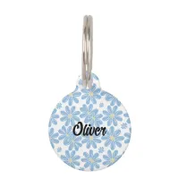 Blue Floral Pattern - Personalized Pet ID Tag