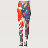 American Flag Stars Vendredi Abstract Art Leggings