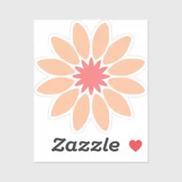 Peach Stylized Daisy Custom-Cut Vinyl Sticker