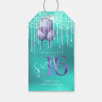 String Lights & Balloons Sweet 16 TealPurple ID473 Gift Tags