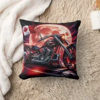 Canadian motorcycle under a glowing moonlight throw pillow