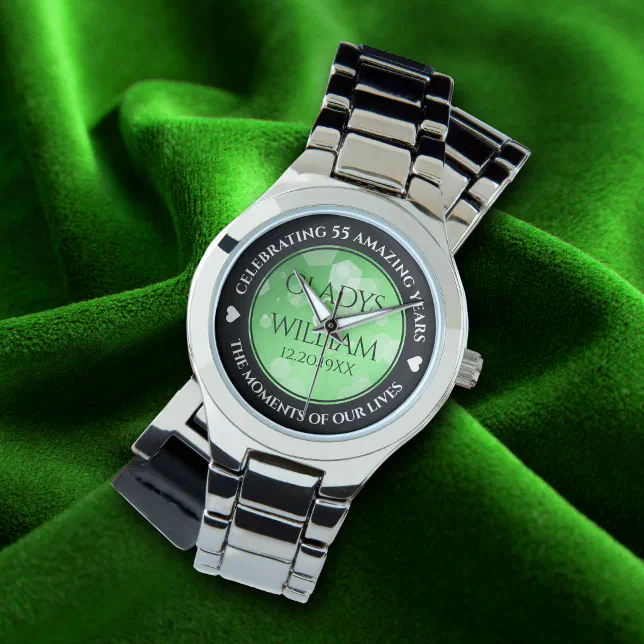 Elegant 20th 38th 55th Emerald Wedding Anniversary Watch