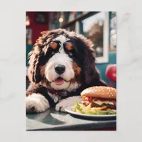 Adorable Bernerdoodle at the Diner Postcard